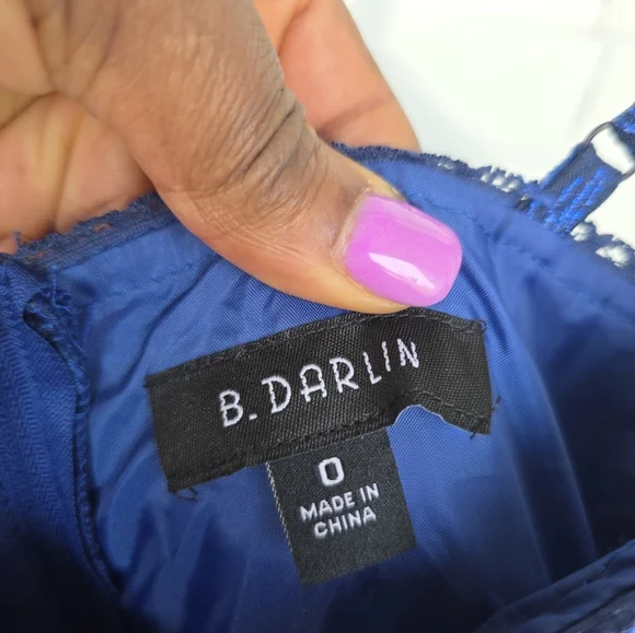 B Darlin Juniors' Sweetheart-Neck Jacquard Fit & Flare Dress Sz 0 Blue NWT Party - Picture 10 of 14